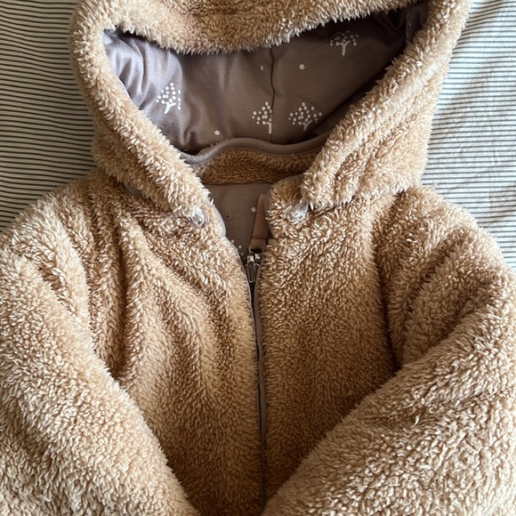 Teddy coat jacket with bunny bear ears double sided 3T - Picture 2 of 8